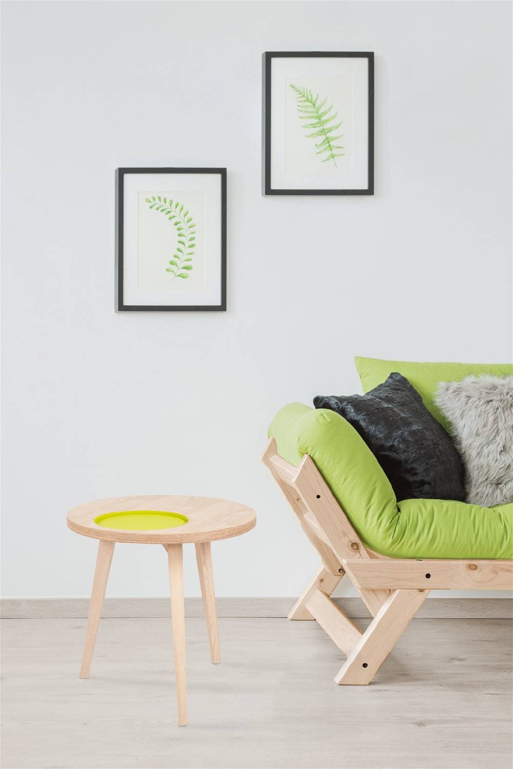 Kayoom Beistelltisch mit Relief (rund) - Beistelltisch Addison II Esche / Grün Kostenloser Versand international