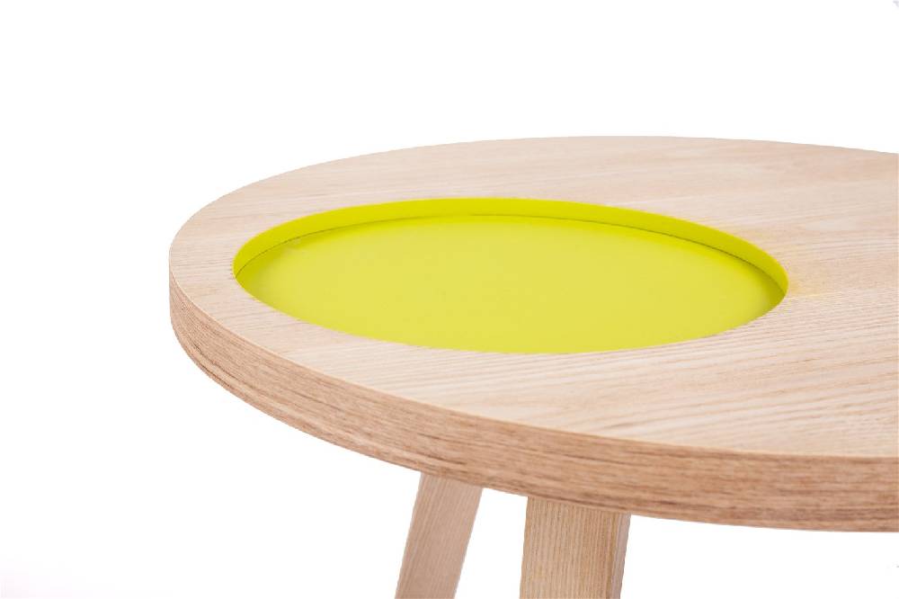 Kayoom Beistelltisch mit Relief (rund) - Beistelltisch Addison II Esche / Grün Kostenloser Versand international