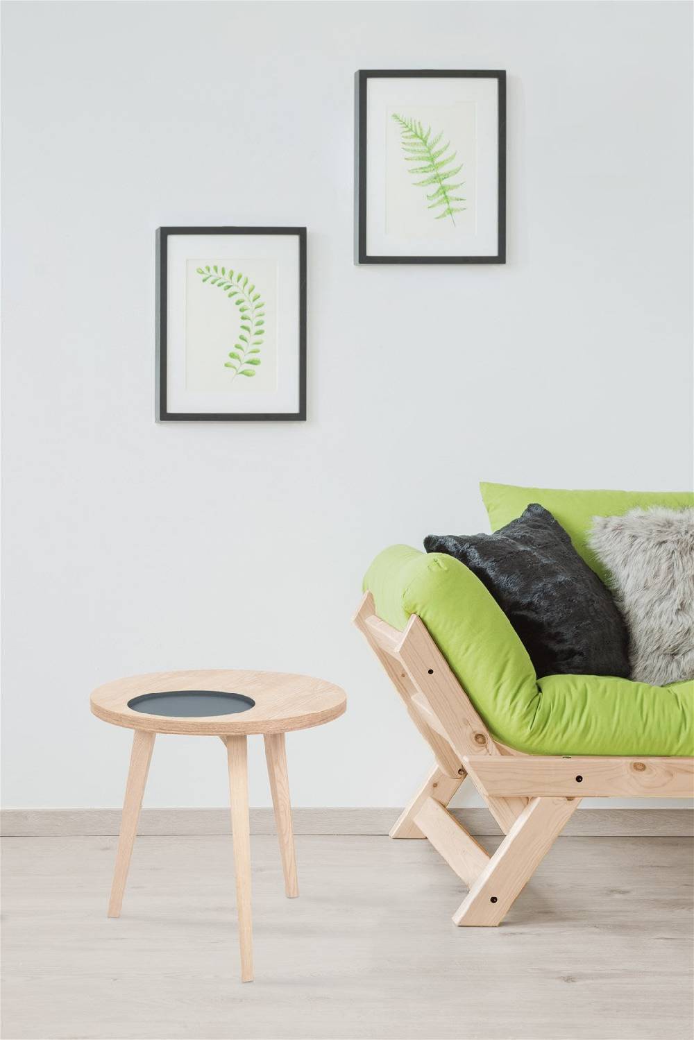 Kayoom Beistelltisch mit Relief (rund) - Beistelltisch Addison I Esche / Grau Fabrikladen