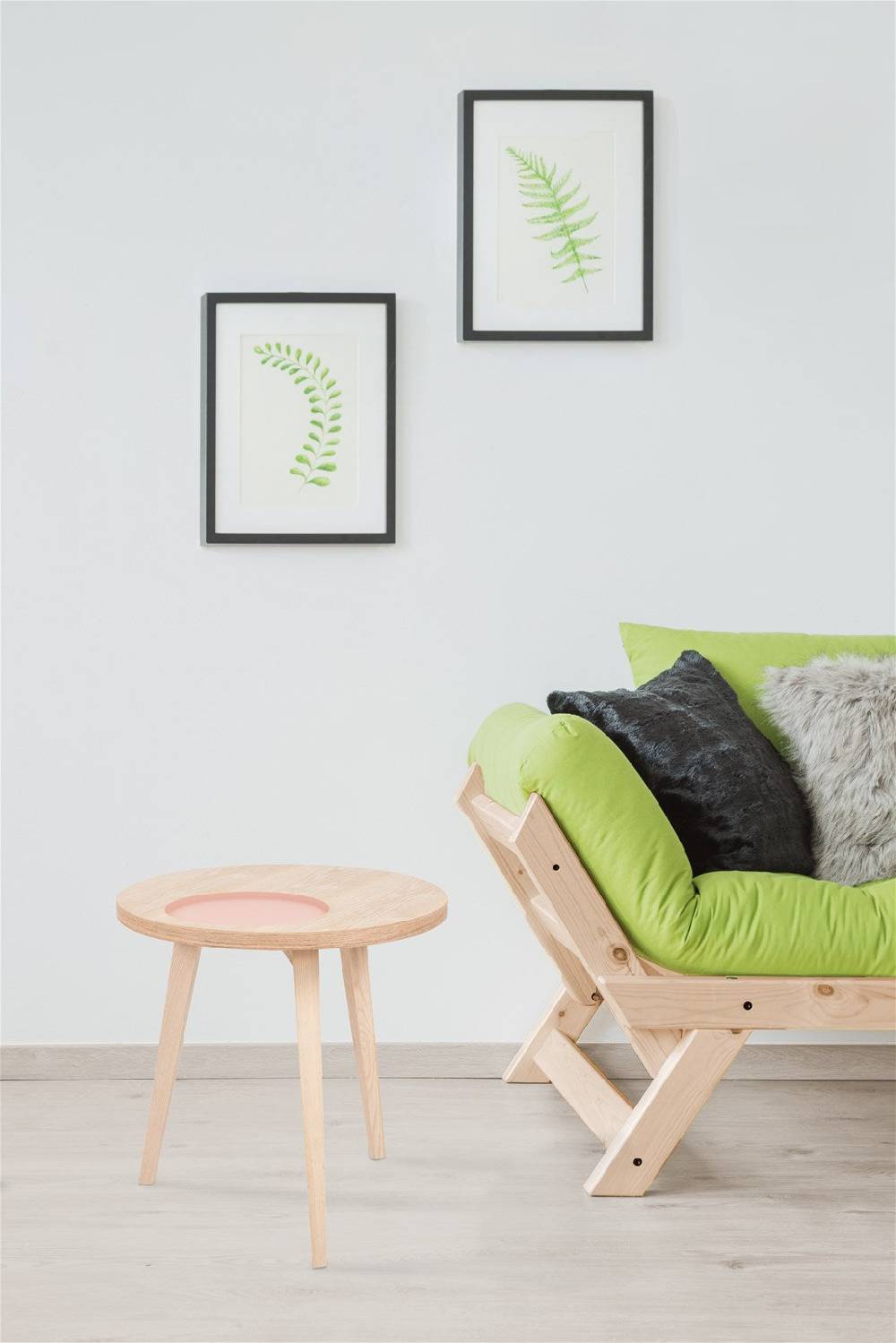 Kayoom Beistelltisch mit Relief (rund) - Beistelltisch Addison III Esche / Rosa Begrenzt auf 3 Tage
