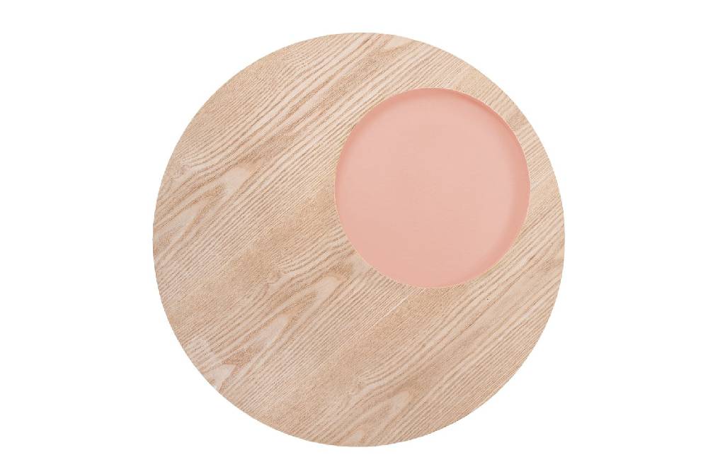 Kayoom Beistelltisch mit Relief (rund) - Beistelltisch Addison III Esche / Rosa Begrenzt auf 3 Tage