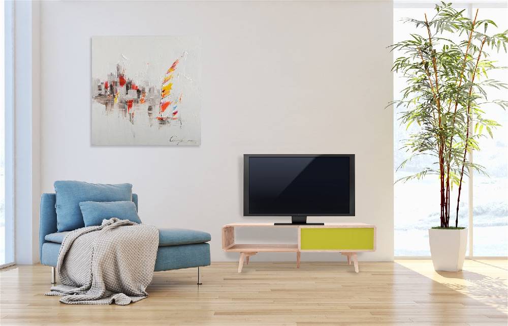 Kayoom Fernsehtisch/Sideboard - TV-Tisch Addison II Esche / Grün Black Friday Preise