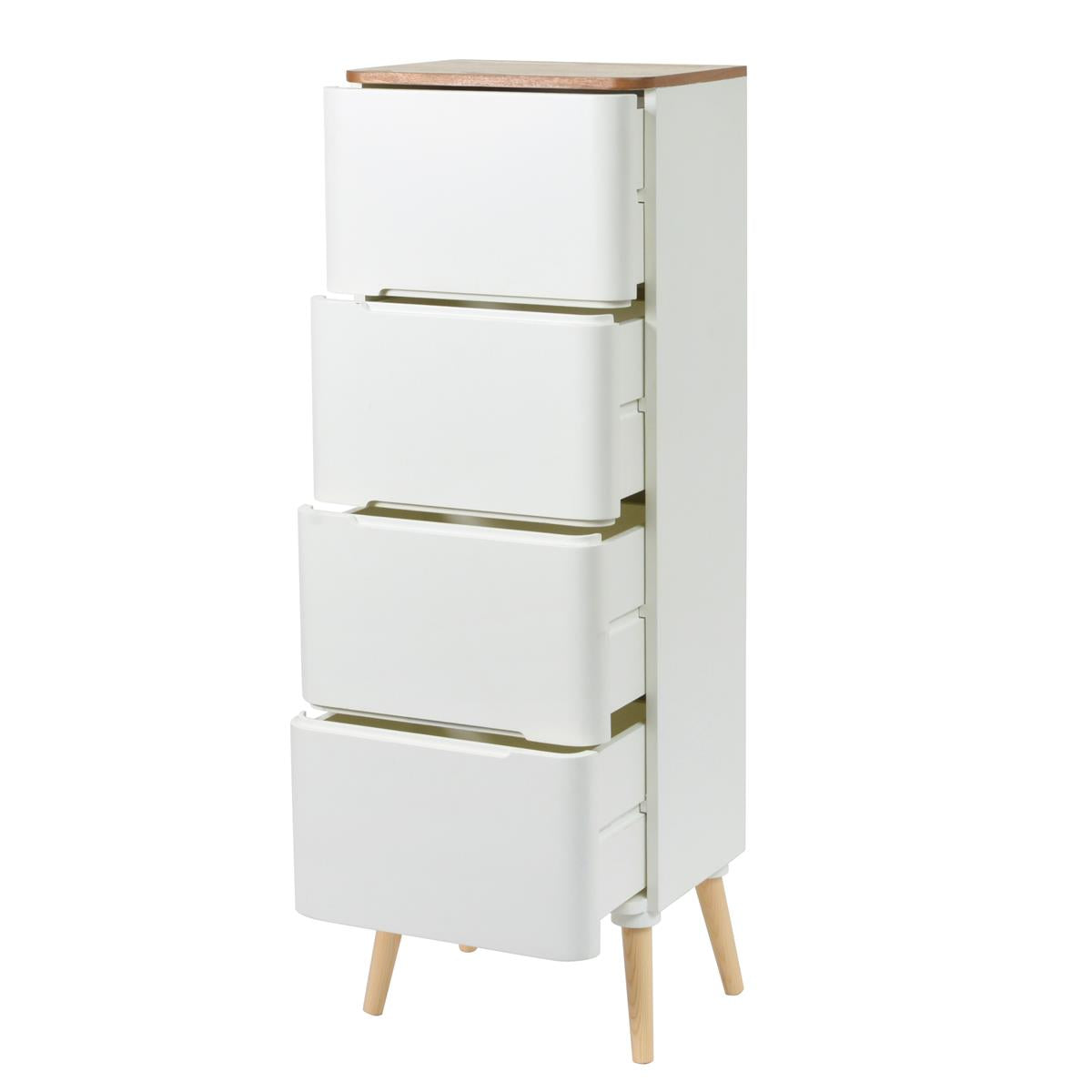 Kayoom Schubladenschrank - Ausziehkommode Madison 610 Weiß / Naturell Rabatte dieses Monats