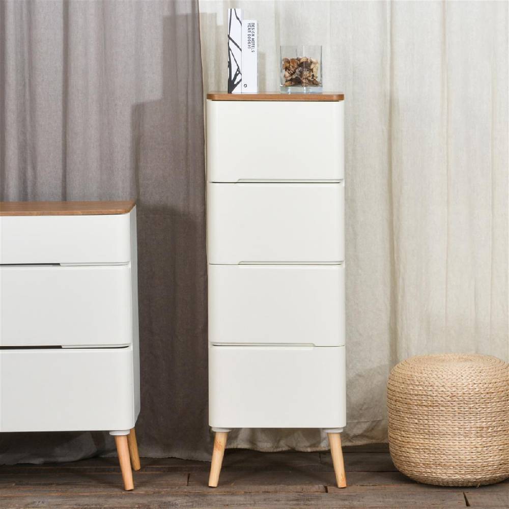 Kayoom Schubladenschrank - Ausziehkommode Madison 610 Weiß / Naturell Rabatte dieses Monats