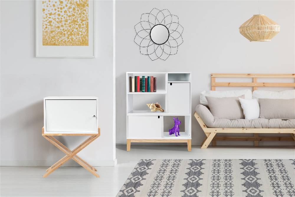 Kayoom Schränkchen Valerie 110 Weiß / Natural Cyber Monday