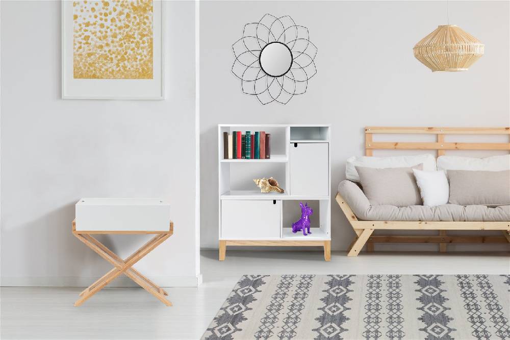 Kayoom Schränkchen Valerie 410 Weiß / Natural Weihnachtsangebot