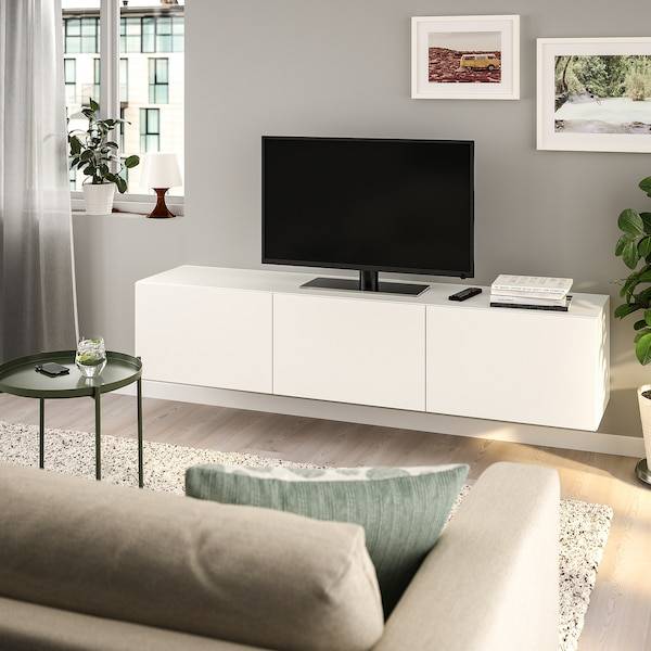 BESTÅ TV-Bank mit Türen, weiß/Lappviken weiß, Rabatte dieses Monats