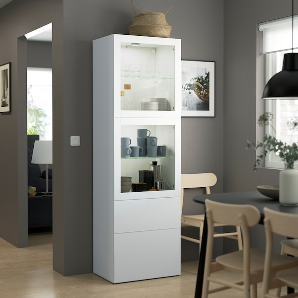 BESTÅ Vitrine, weiß/Lappviken Klarglas weiß, Outlet