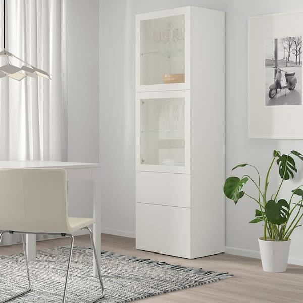 BESTÅ Vitrine, weiß/Lappviken Klarglas weiß, Outlet
