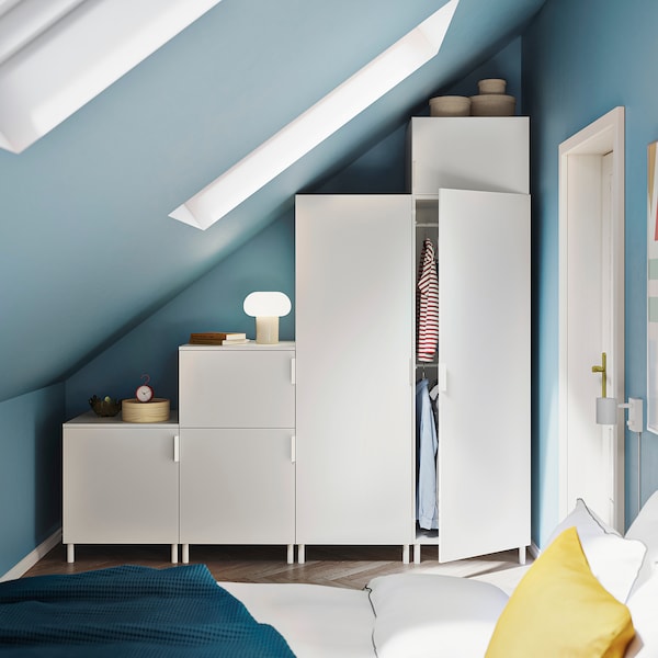 PLATSA Kleiderschrank mit 6 Türen, weiß/Fonnes weiß, Großer Ausverkauf