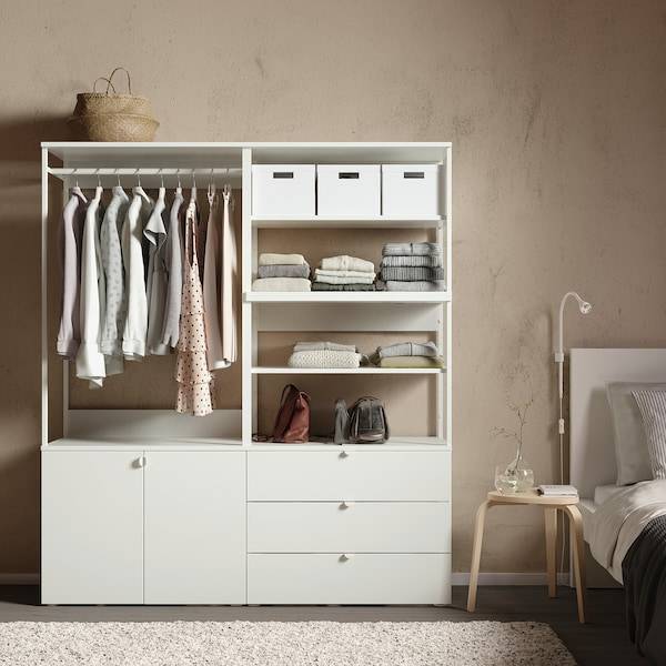 PLATSA Kleiderschrank m 2 Türen+3Schubl., weiß/Fonnes weiß, Begrenztes Angebot
