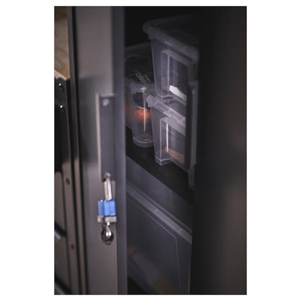 BROR Aufbew. mit Schrank/Werkbank, schwarz/Kiefersperrholz, Rabatt