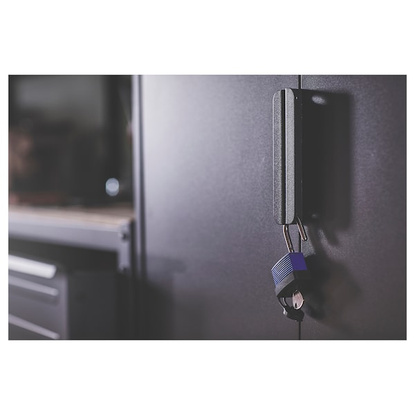 BROR Aufbew. mit Schrank/Werkbank, schwarz/Kiefersperrholz, Rabatt