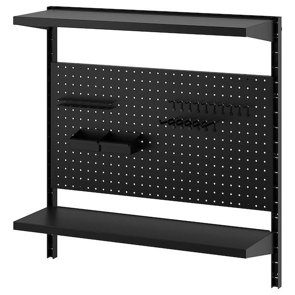 BROR Wandregalkombination, mit Lochplatte/2 Böden/schwarz, Online Shopping