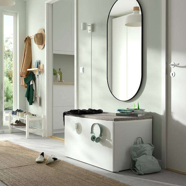 SMÅSTAD Bank mit Kasten, weiß/weiß, Osterangebot