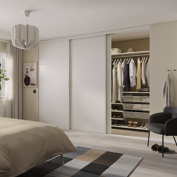 SKYTTA / BOAXEL Kleiderschrank+Schiebetüren begehb., weiß/Tjörhom weiß, Super Sparpreis