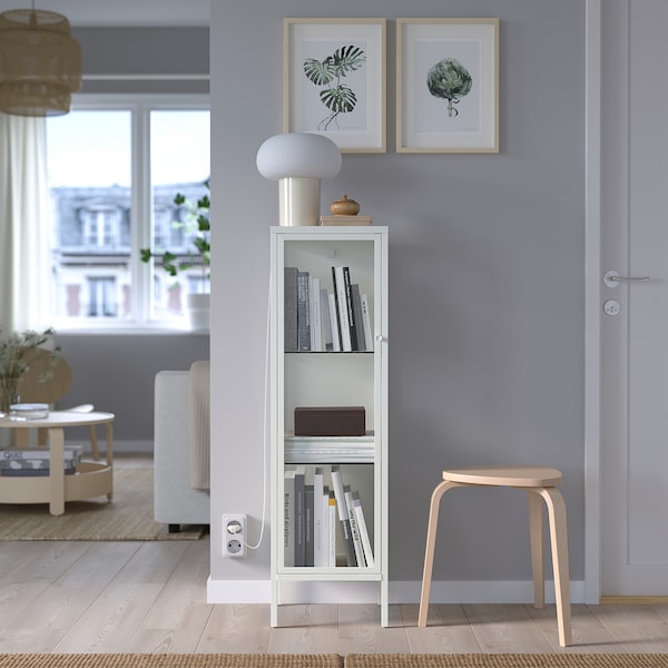 BAGGEBO Schrank mit Vitrinentüren, Metall/weiß, Kostenloser Versand international