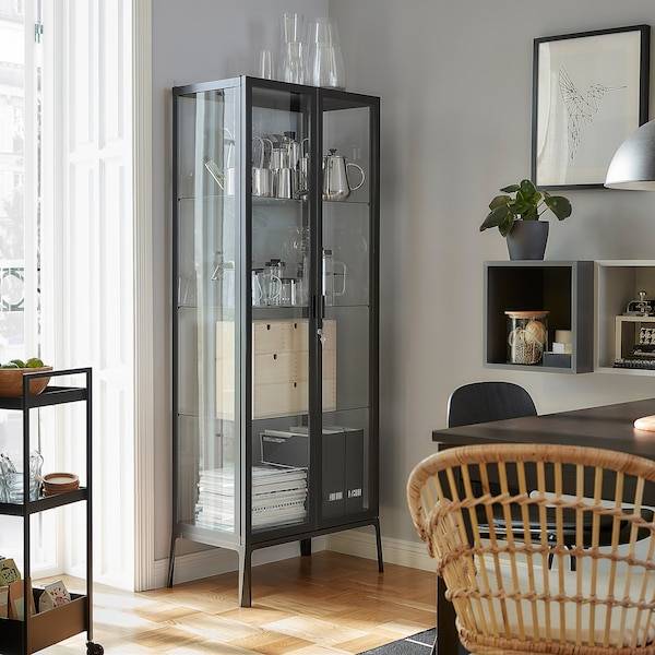 MILSBO Vitrine, anthrazit, Black Friday Preise