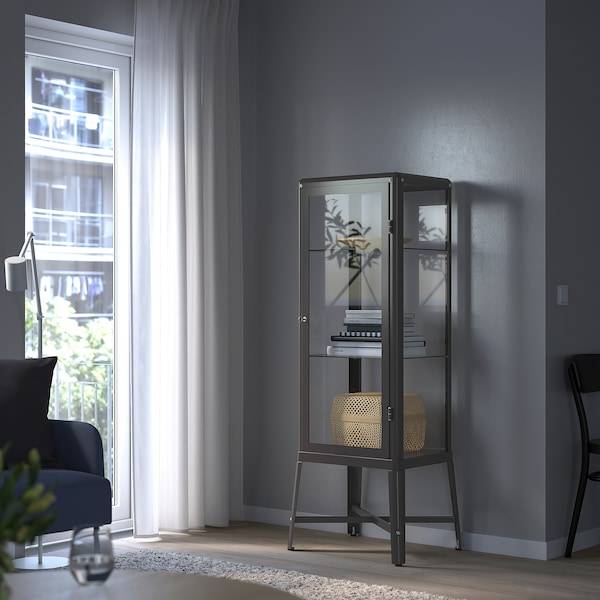 FABRIKÖR Vitrine, dunkelgrau, 50% Rabatt für begrenzte Zeit
