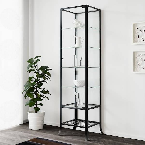 KLINGSBO Vitrine, schwarz/Klarglas, Auslauf