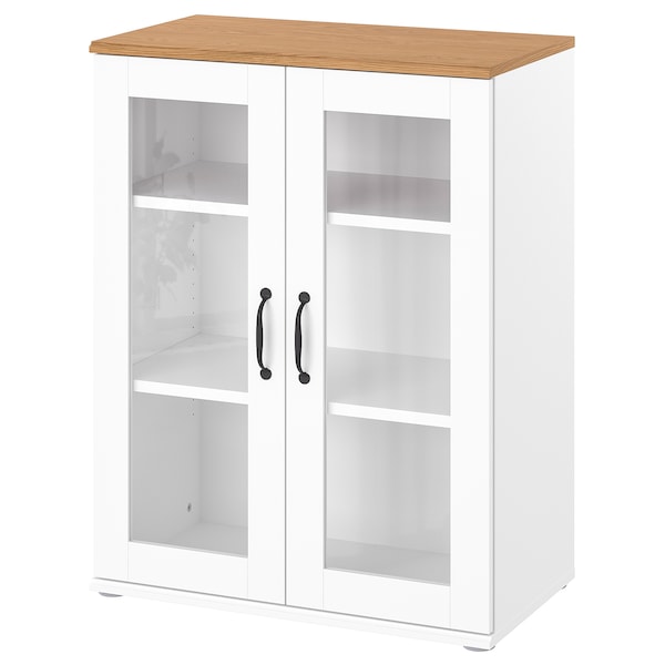 SKRUVBY Schrank mit Vitrinentüren, weiß, im Angebot