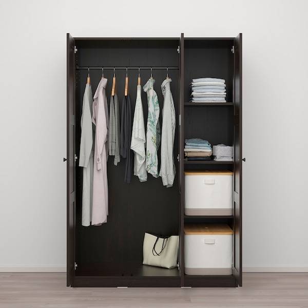 RAKKESTAD Kleiderschrank mit 3 Türen, schwarzbraun, Fabrikpreis