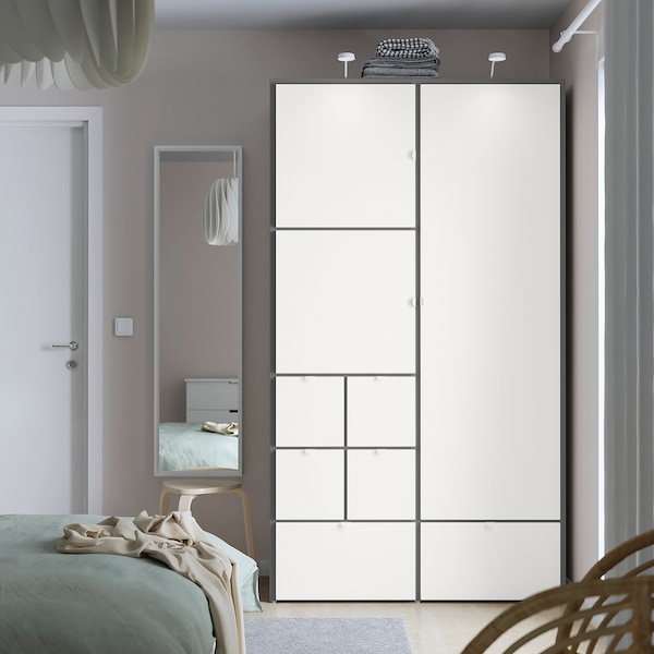 VISTHUS Kleiderschrank, grau/weiß, Sonderangebot
