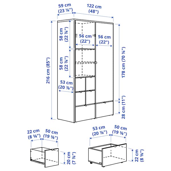 VISTHUS Kleiderschrank, grau/weiß, Sonderangebot