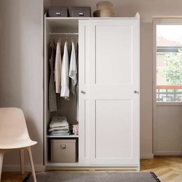 HAUGA Kleiderschrank mit Schiebetüren, weiß, Flash Sale