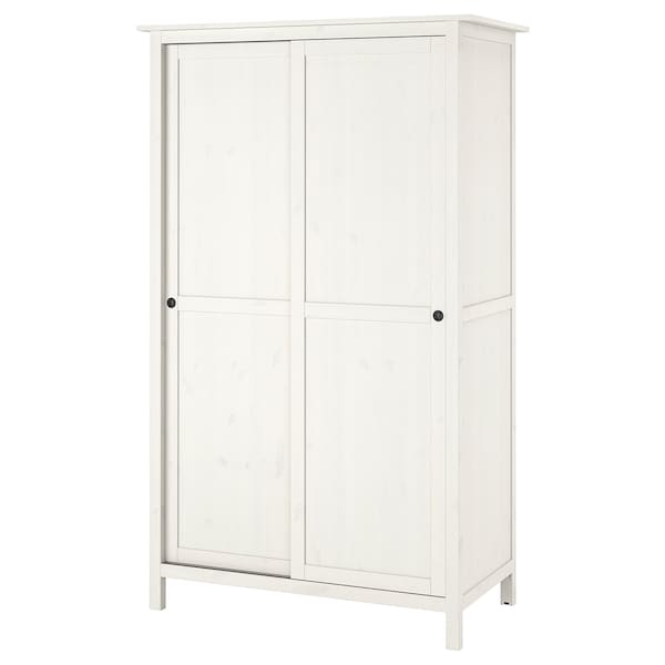 HEMNES Kleiderschrank mit 2 Schiebetüren, weiß gebeizt, Preisnachlass