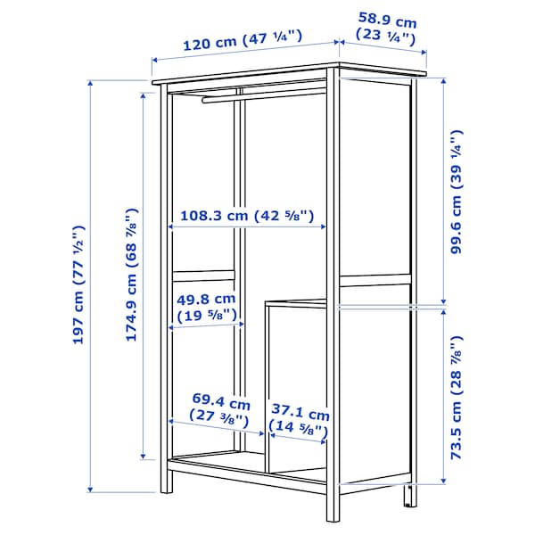 HEMNES Kleiderschrank mit 2 Schiebetüren, weiß gebeizt, Preisnachlass