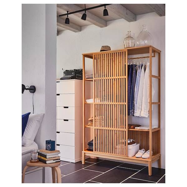 NORDKISA Kleiderschrank, offen/Schiebetür, Bambus, Weihnachtsangebot