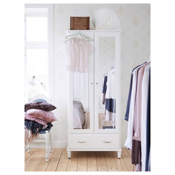 TYSSEDAL Kleiderschrank, weiß/Spiegelglas, Muttertagsangebot