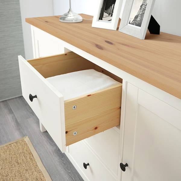 HEMNES Sideboard, weiß gebeizt/hellbraun, Riesige Ersparnisse