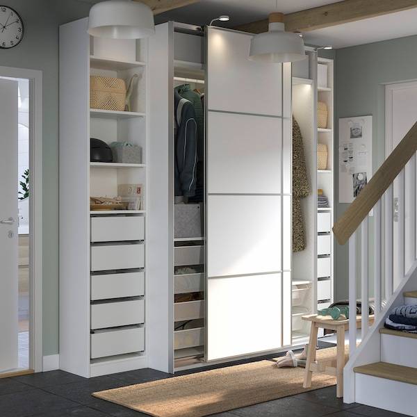 PAX / MEHAMN Kleiderschrank, weiß/doppelseitig weiß, Riesige Rabatte