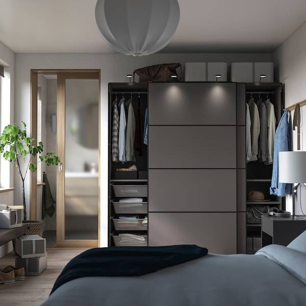 PAX / MEHAMN Kleiderschrank, dunkelgrau/doppelseitig dunkelgrau, 50% Rabatt für begrenzte Zeit