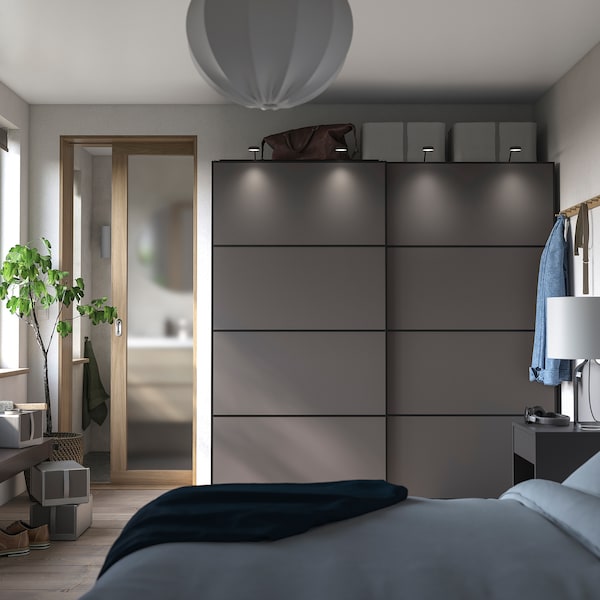 PAX / MEHAMN Kleiderschrank, dunkelgrau/doppelseitig dunkelgrau, 50% Rabatt für begrenzte Zeit