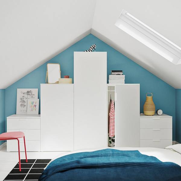 PLATSA Kleiderschrank m 3 Türen+6Schubl., weiß/Fonnes weiß, Online