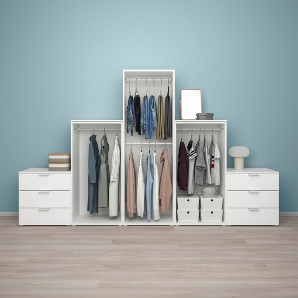 PLATSA Kleiderschrank m 3 Türen+6Schubl., weiß/Fonnes weiß, Online