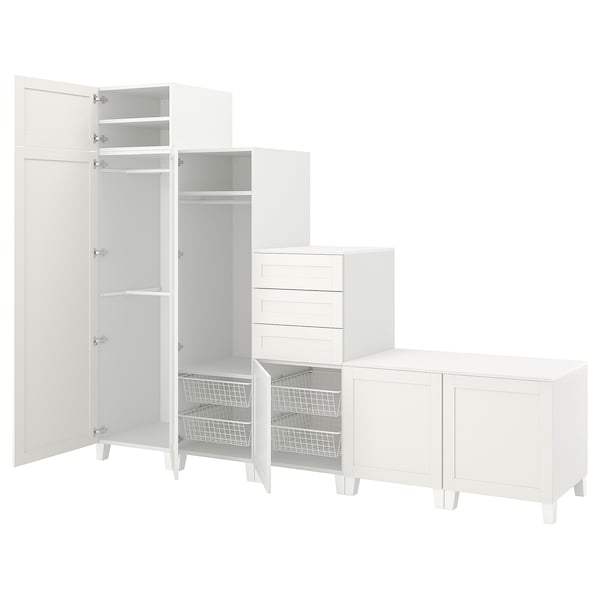 PLATSA Kleiderschrank m 6 Türen+3Schubl., weiß/Sannidal weiß, Outlet