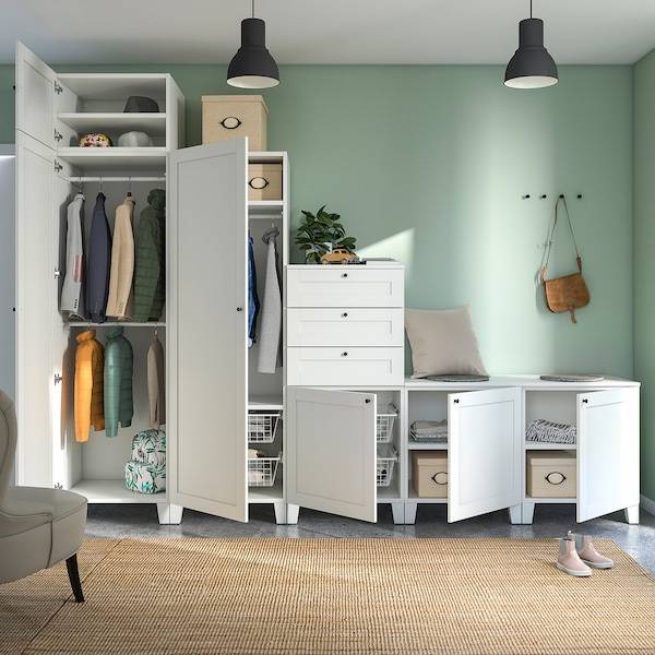 PLATSA Kleiderschrank m 6 Türen+3Schubl., weiß/Sannidal weiß, Outlet