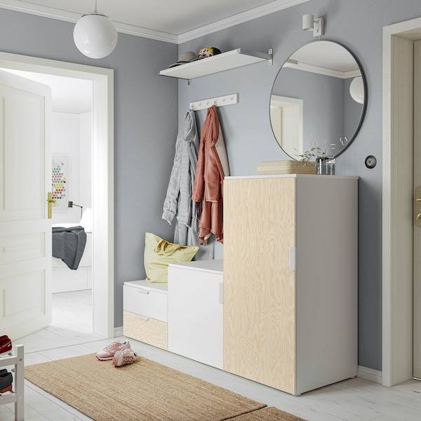 PLATSA Kleiderschrank m 2 Türen+2Schubl., weiß Kalbåden/glänzende Kiefernachbildung FONNES weiß, Blitzverkäufe