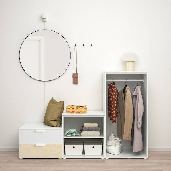 PLATSA Kleiderschrank m 2 Türen+2Schubl., weiß Kalbåden/glänzende Kiefernachbildung FONNES weiß, Blitzverkäufe