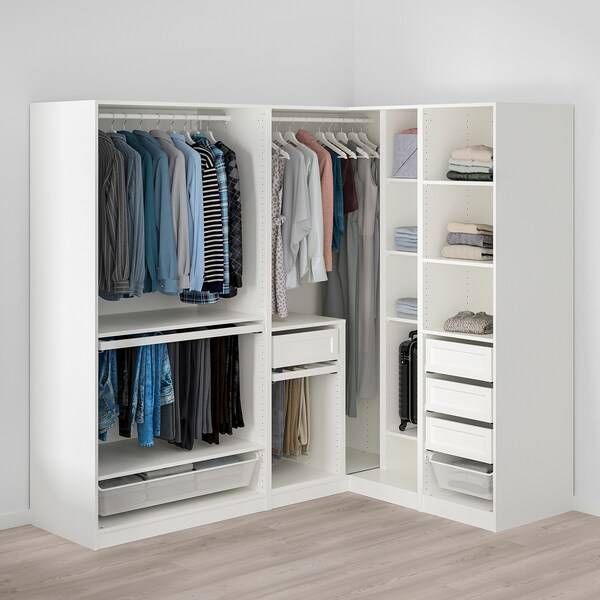 PAX / GRIMO/ÅHEIM Eckkleiderschrank, weiß/weiß Spiegelglas, Fabrik Onlineshop