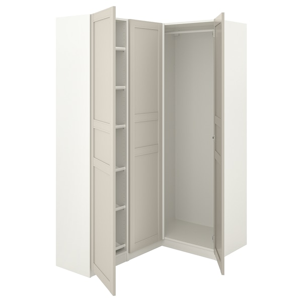 PAX / FLISBERGET Eckkleiderschrank, weiß/hellbeige, Großer Ausverkauf
