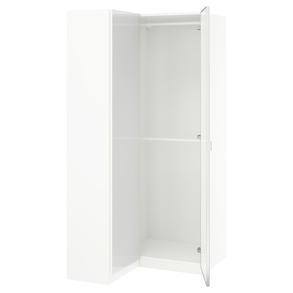 PAX / FARDAL/ÅHEIM Eckkleiderschrank, Hochglanz weiß/Spiegelglas, Flash Sale
