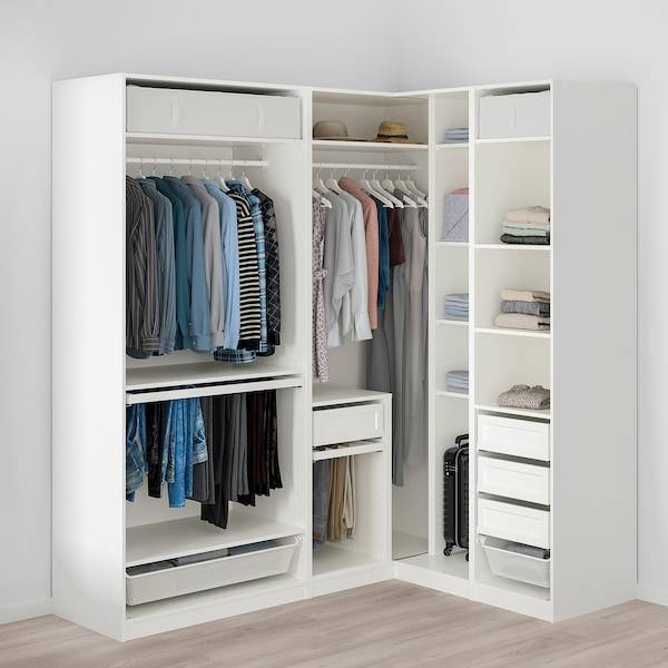 PAX / GRIMO/ÅHEIM Eckkleiderschrank, weiß/weiß Spiegelglas, Begrenztes Angebot