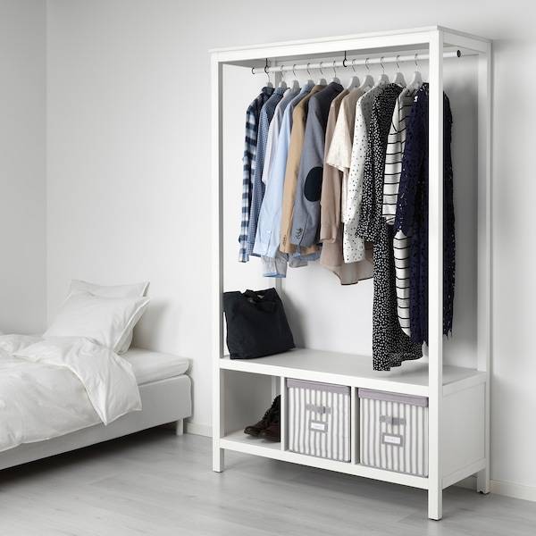 HEMNES Kleiderschrank, offen, weiß las., Blitzangebot