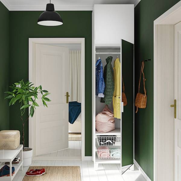 PLATSA Schrank mit 2 Türen, weiß STRAUMEN Spiegelglas/FONNES weiß, Neuheiten
