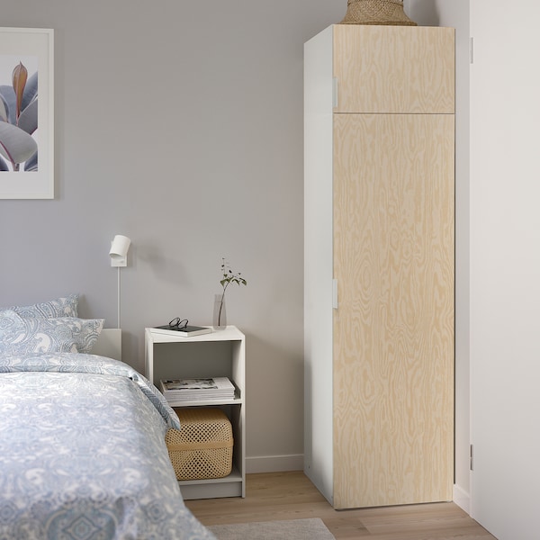 PLATSA Schrank mit 2 Türen, weiß/Kalbåden glänzende Kiefernachbildung, Tägliche Deals